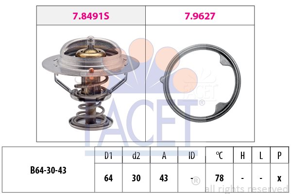 Termostat, płyn chłodzący Facet 7.8491