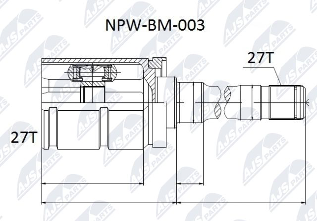 Zestaw przegubu, wał napędowy NTY NPW-BM-003