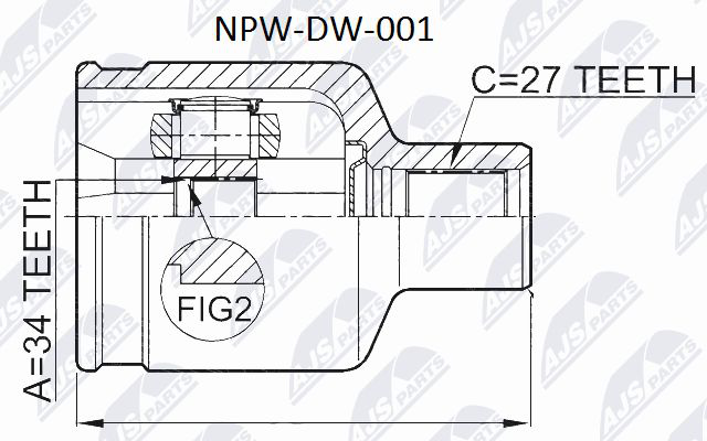 Zestaw przegubu, wał napędowy NTY NPW-DW-001