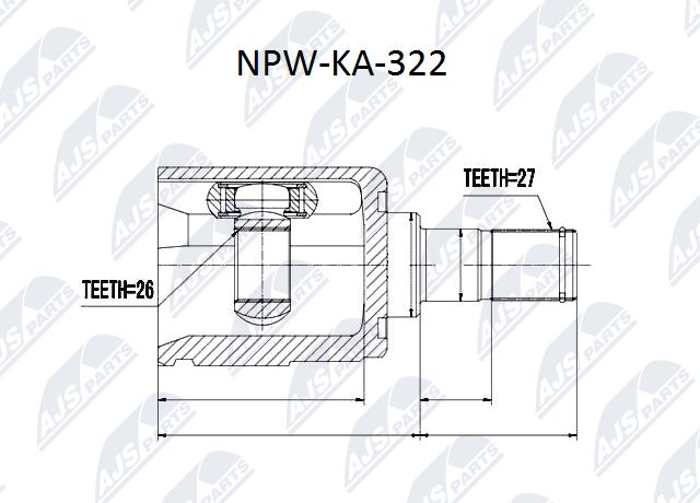 Zestaw przegubu, wał napędowy NTY NPW-KA-322