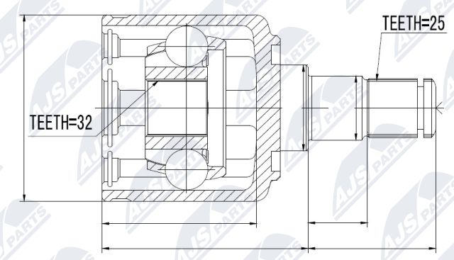 Zestaw przegubu, wał napędowy NTY NPW-LR-002
