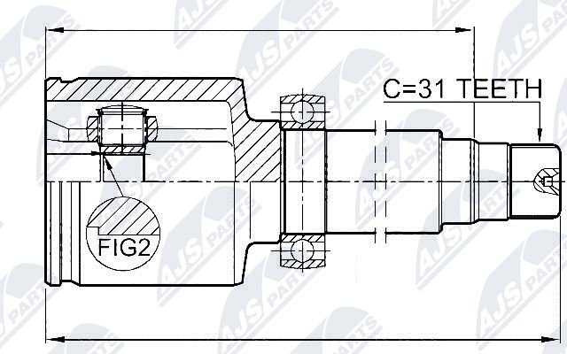 Zestaw przegubu, wał napędowy NTY NPW-FR-066