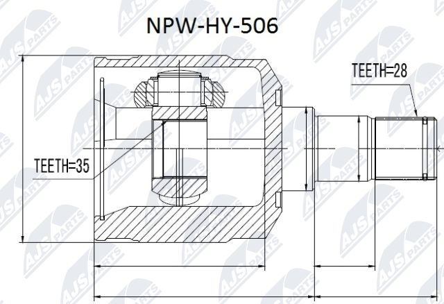 Zestaw przegubu, wał napędowy NTY NPW-HY-506