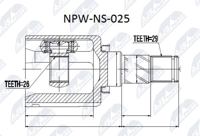 Zestaw przegubu, wał napędowy NTY NPW-NS-025