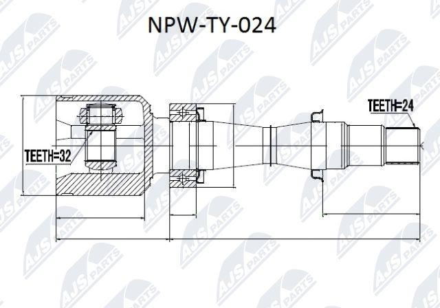 Zestaw przegubu, wał napędowy NTY NPW-TY-024