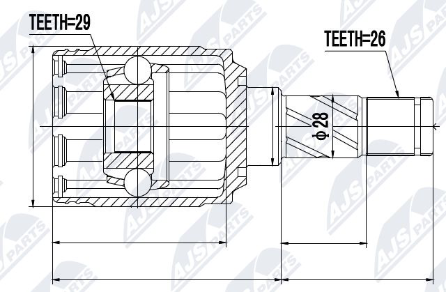 Zestaw przegubu, wał napędowy NTY NPW-VV-007