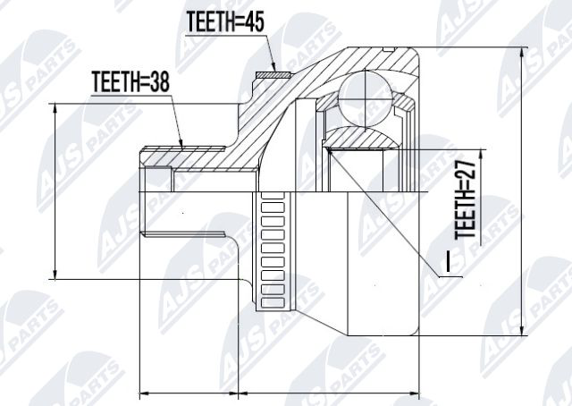 Zestaw przegubu, wał napędowy NTY NPZ-AU-009