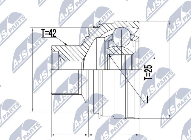 Zestaw przegubu, wał napędowy NTY NPZ-AU-055