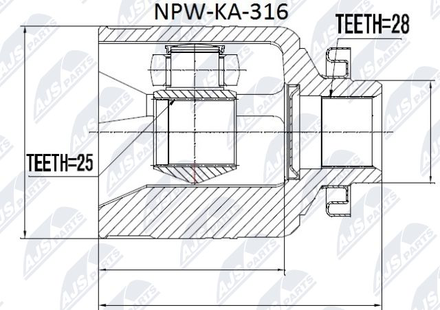 Zestaw przegubu, wał napędowy NTY NPW-KA-316