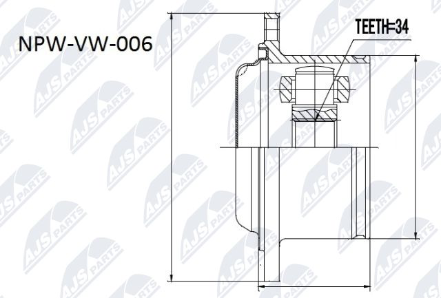 Zestaw przegubu, wał napędowy NTY NPW-VW-006