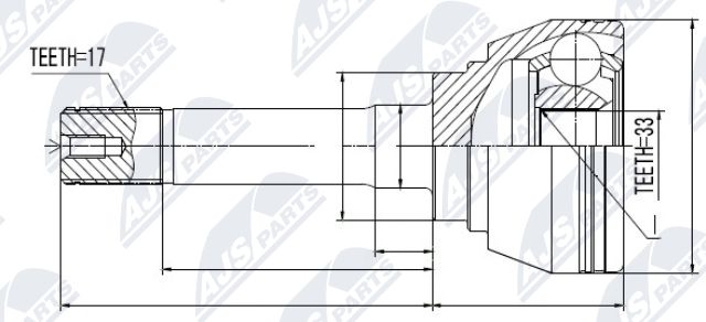 Zestaw przegubu, wał napędowy NTY NPZ-IS-008