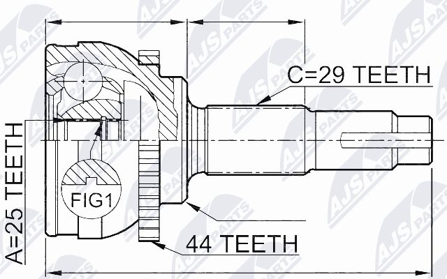 Zestaw przegubu, wał napędowy NTY NPZ-NS-077