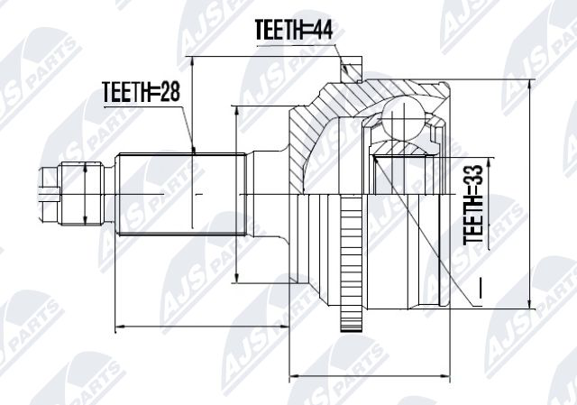 Zestaw przegubu, wał napędowy NTY NPZ-MZ-054