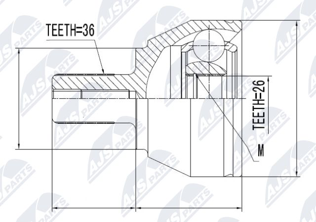 Zestaw przegubu, wał napędowy NTY NPZ-VV-014