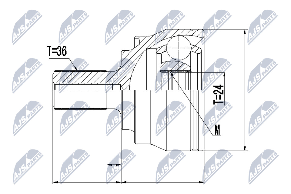 Zestaw przegubu, wał napędowy NTY NPZ-VV-020