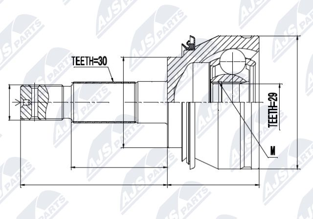 Zestaw przegubu, wał napędowy NTY NPZ-TY-076