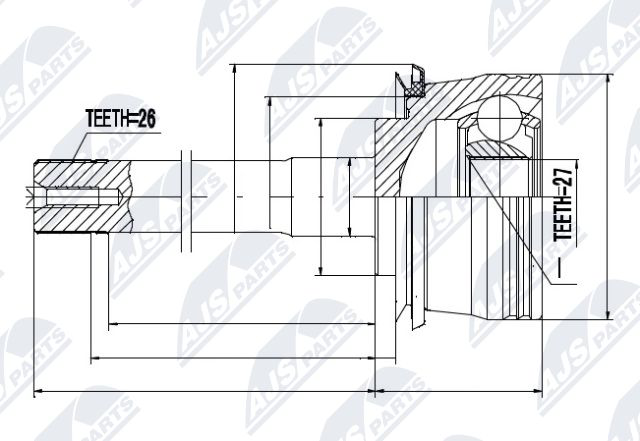 Zestaw przegubu, wał napędowy NTY NPZ-TY-078