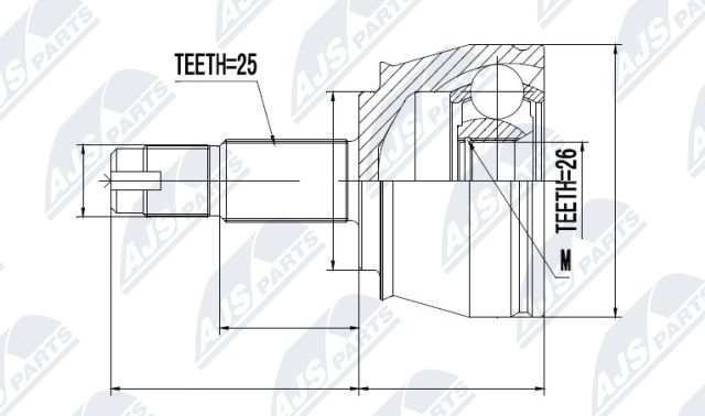 Zestaw przegubu, wał napędowy NTY NPZ-FT-035