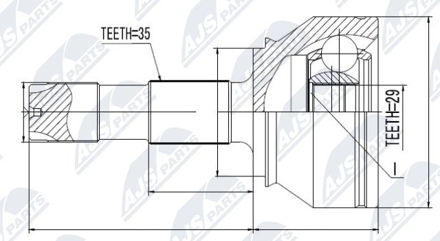 Zestaw przegubu, wał napędowy NTY NPZ-FT-055