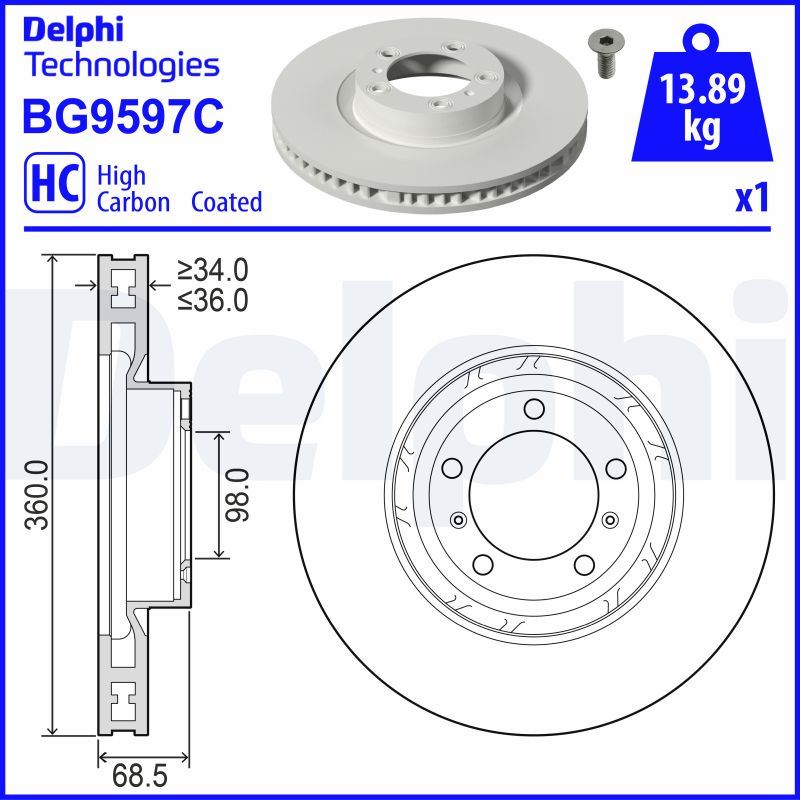 Tarcza hamulcowa Delphi BG9597C