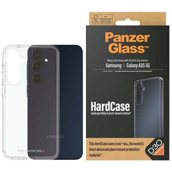 Etui PanzerGlass HardCase z D3O® Bio i certyfikatem Military Grade na Samsung Galaxy A35 5G - przezroczyste