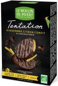 Le Moulin Du Pivert Ciastka imbirowo-cytrynowe w gorzkiej czekoladzie 130 g Bio