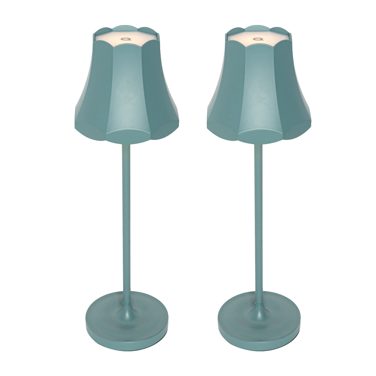 QAZQA Zestaw 2 lamp stołowych retro mineralnie błękitnych ładowanych przez USB IP44 - Granny