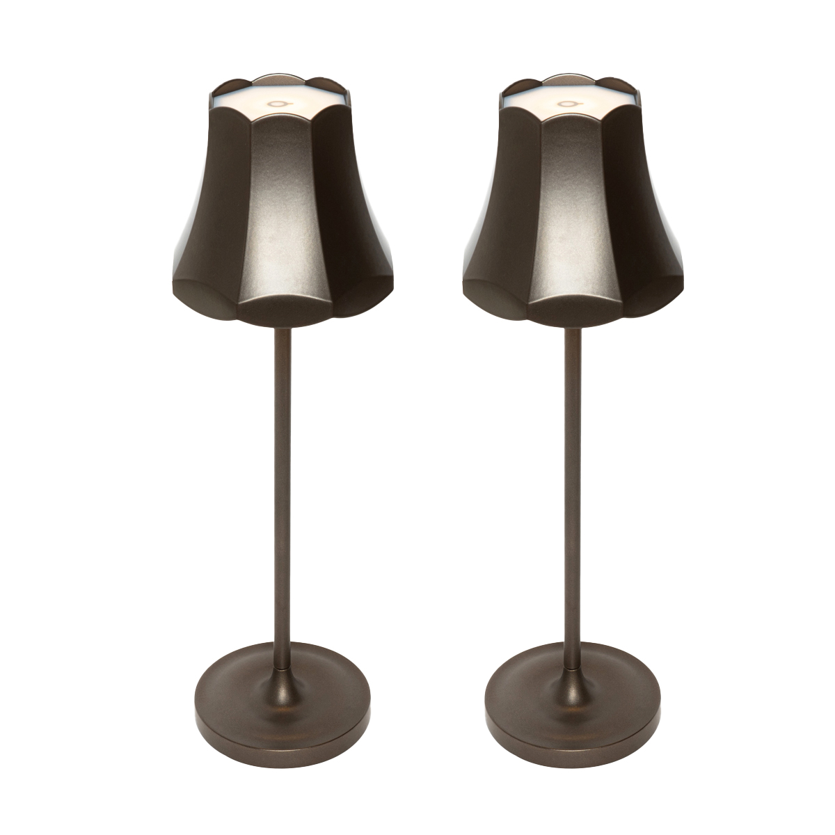 QAZQA Zestaw 2 lamp stołowych retro ciemny brąz akumulatorowe IP44 - Granny