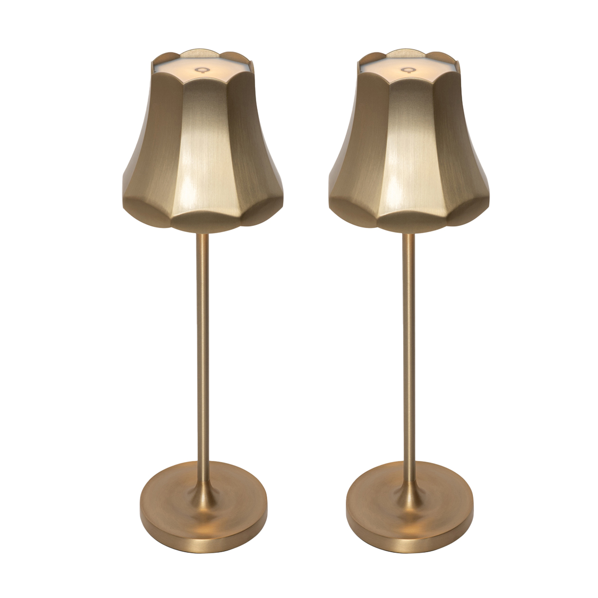 QAZQA Zestaw 2 lamp stołowych retro w kolorze różowego złota, ładowane USB, IP44 - Granny