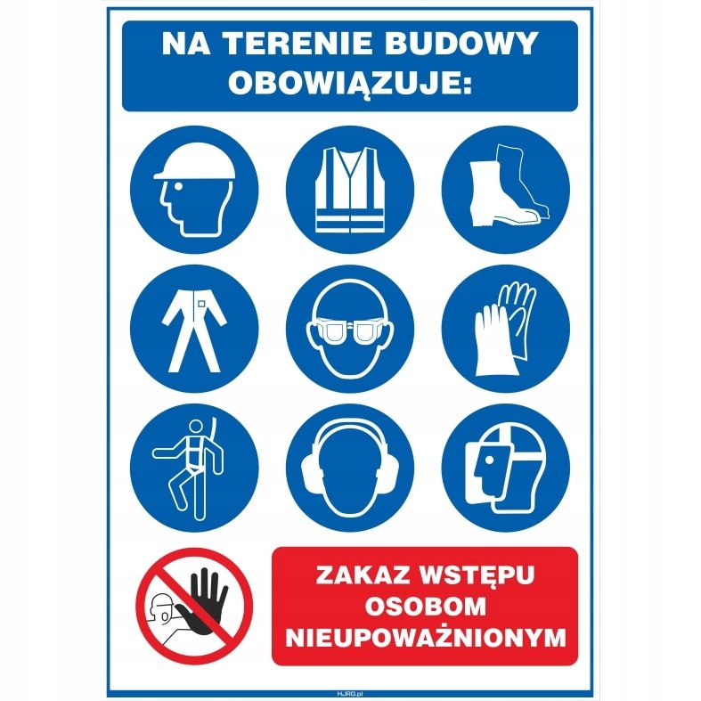 Tablica nakazów na terenie budowy 70x100cm PCV 3mm