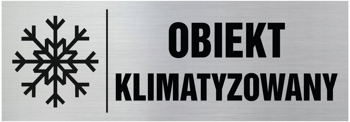 Tabliczka informacyjna, tabliczka na drzwi, Obiekt klimatyzowany 7x20cm