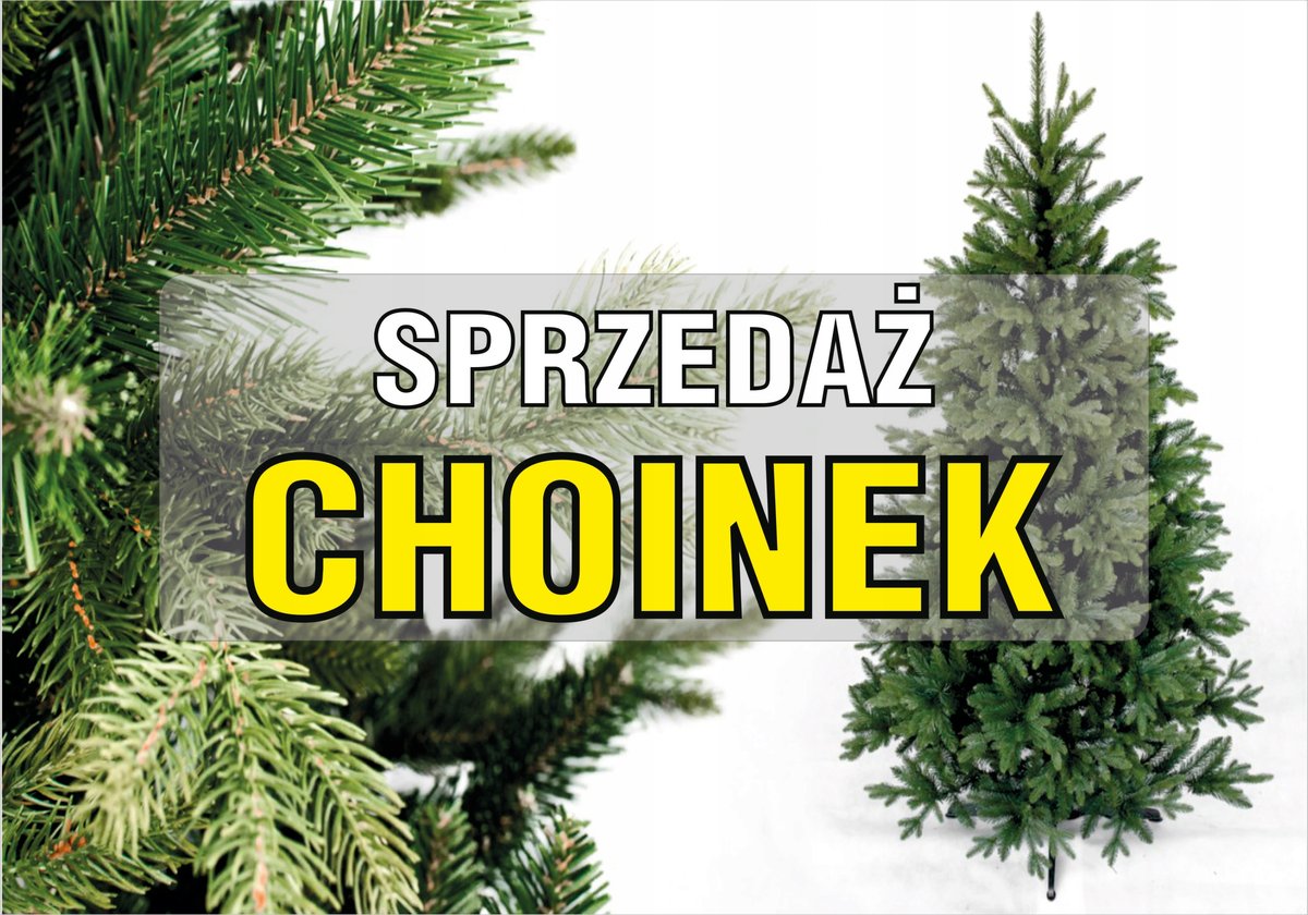 Tablica duża SPRZEDAŻ CHOINEK 60cm x 100cm PCV 3mm duża