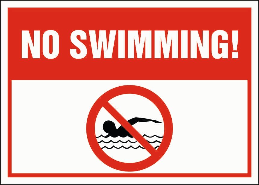 Tabliczka ZAKAZ NO SWIMMING 30x42cm PCV 3mm