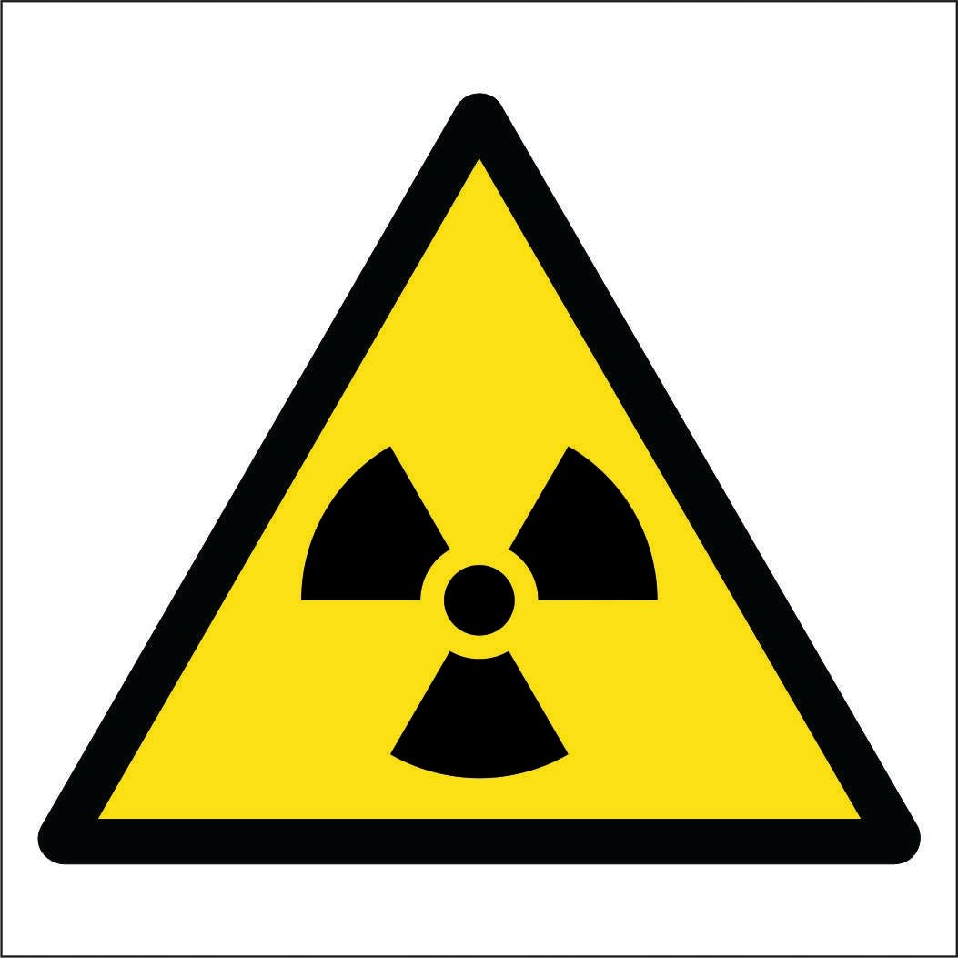 Tabliczka OSTRZEŻENIE PRZED MATERIAŁEM RADIOAKTYWNYM 20x20cm PCV 1mm