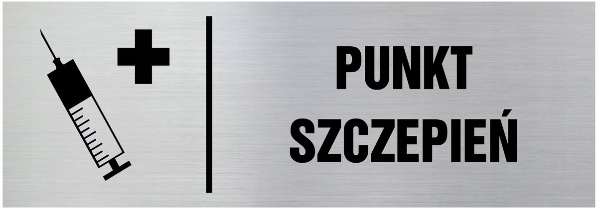 Tabliczka informacyjna, tabliczka na drzwi, PUNKT SZCZEPIEŃ, GRAWER 7x20cm