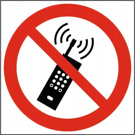Tabliczka ZAKAZ UŻYWANIA TELEFONÓW KOMÓRKOWYCH 20x20cm PCV 1mm