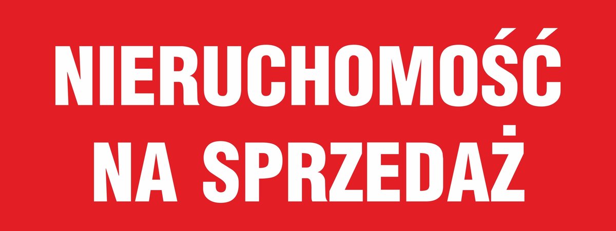 Tablica NIERUCHOMOŚĆ NA SPRZEDAŻ czerwona, tablica PCV3mm, 30x80cm