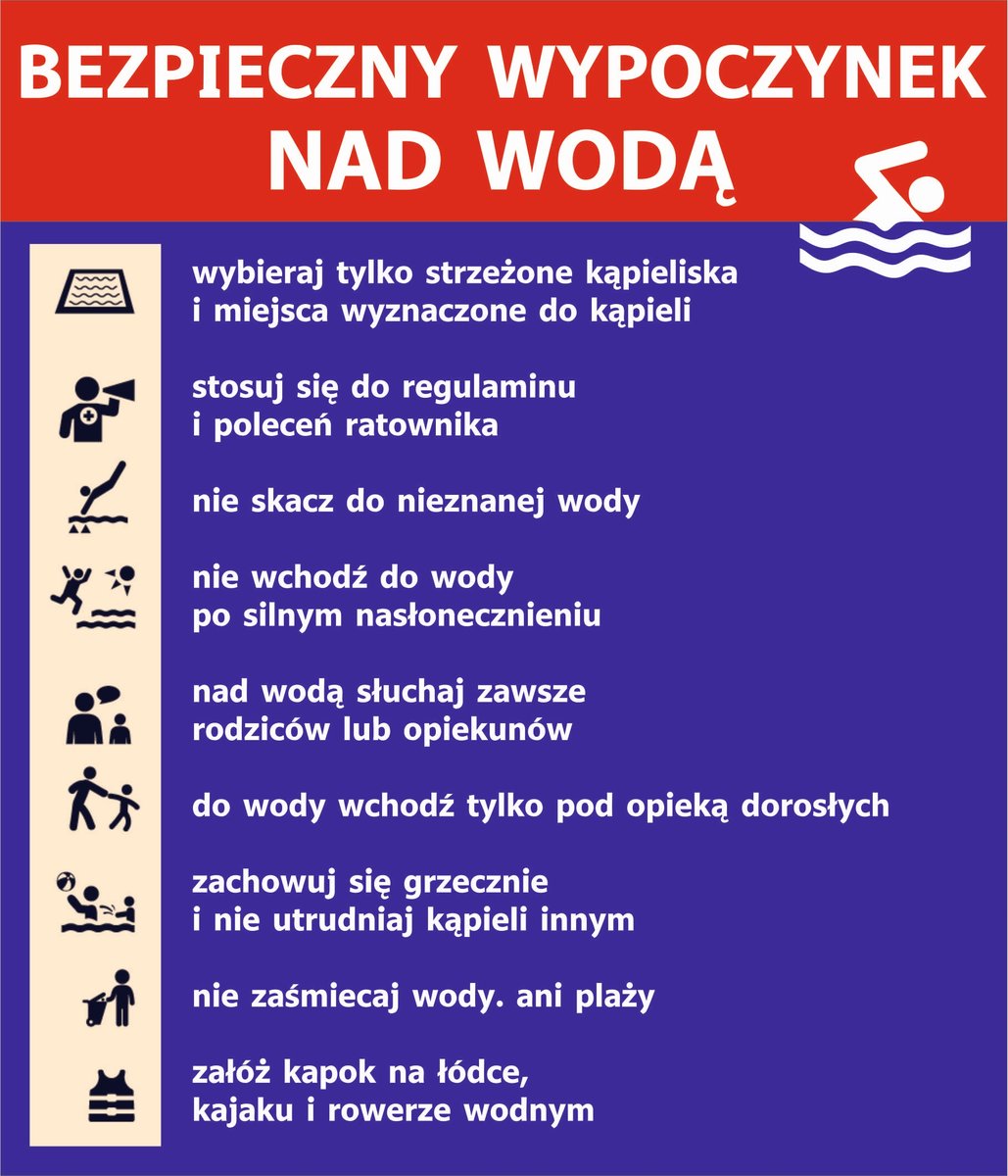 Tabliczka BEZPIECZNY WYPOCZYNEK NAD WODĄ 70x82cm PCV 5mm