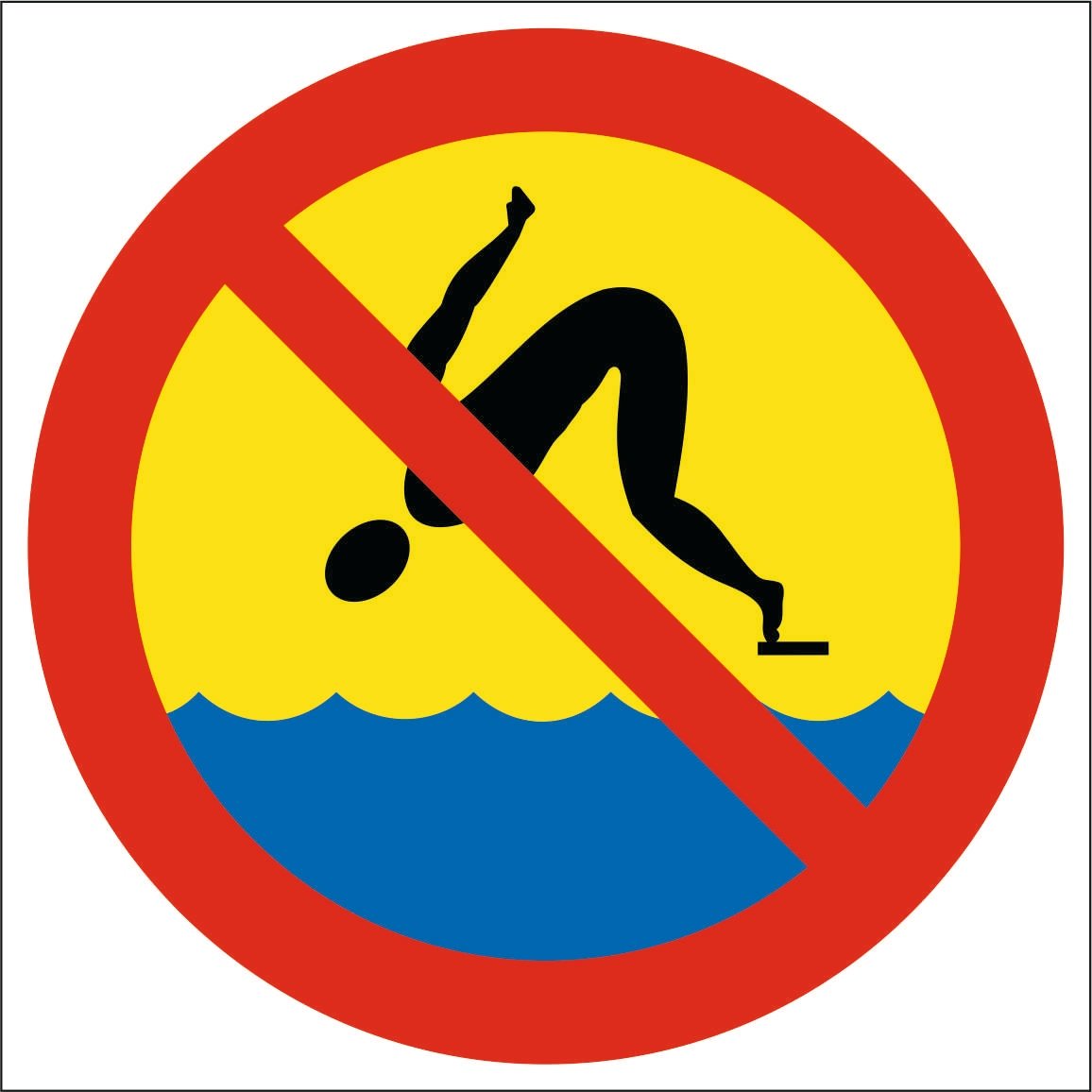 Tabliczka ZAKAZ SKAKANIA DO WODY 30x30cm PCV 3mm