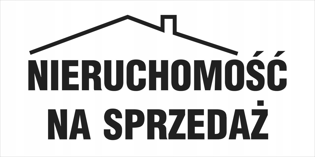 Tablica NIERUCHOMOŚĆ NA SPRZEDAŻ biała, tablica PCV3mm, 40x80cm