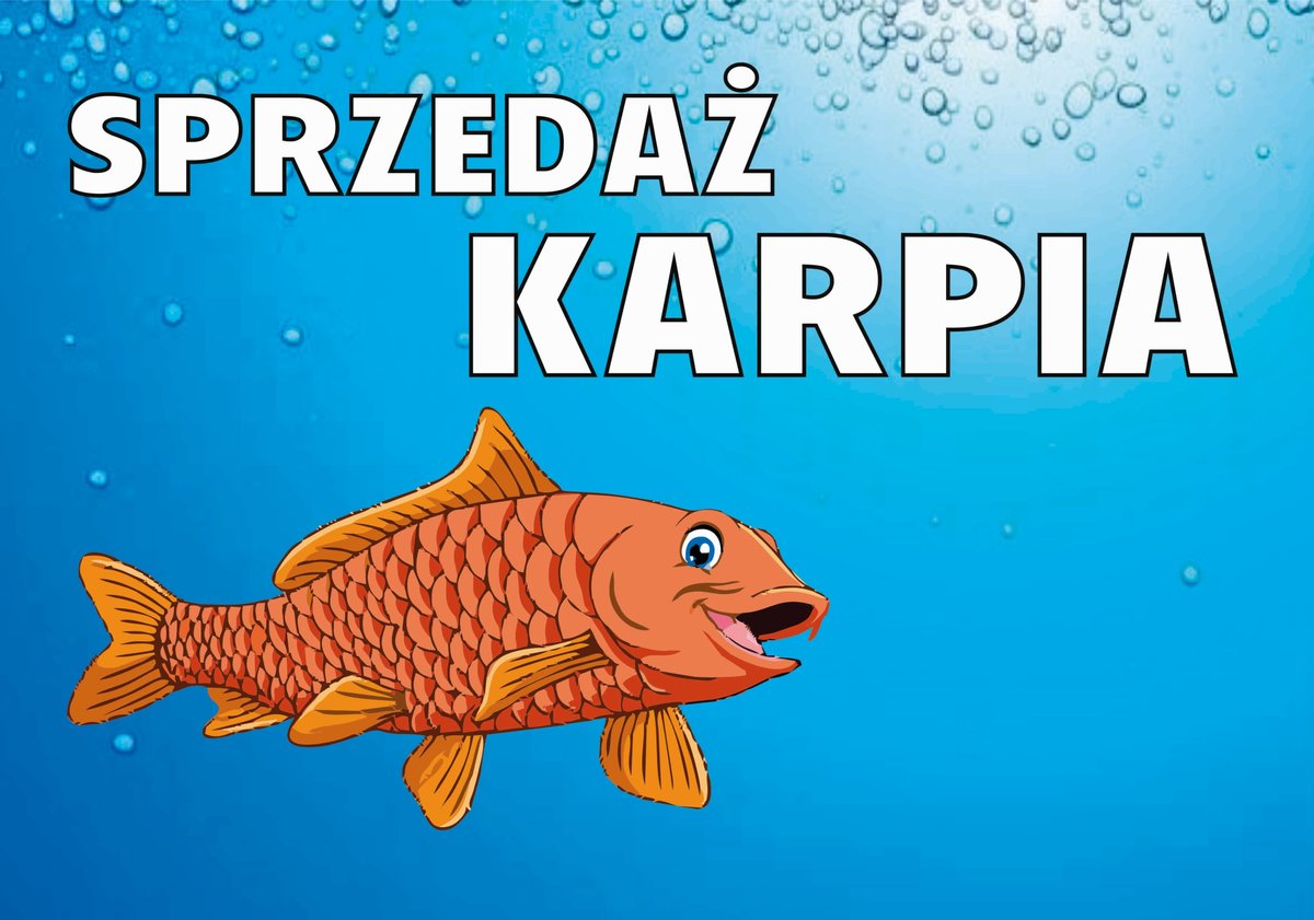 Tablica duża SPRZEDAŻ KARPIA 60cm x 100cm PCV 3mm