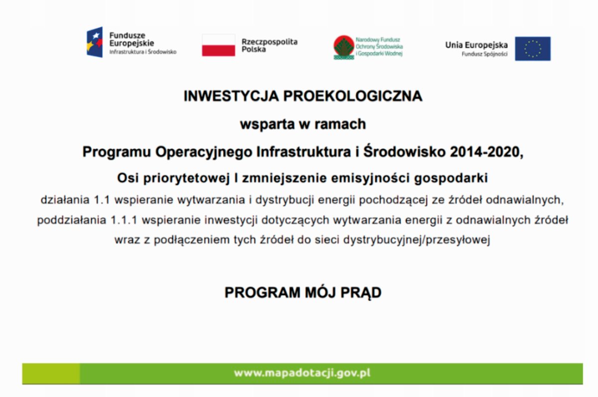 Tabliczka PROGRAM MÓJ PRĄD 5.0 PCV3 gruba płyta 25x35cm UNIA DOFINANSOWANIE