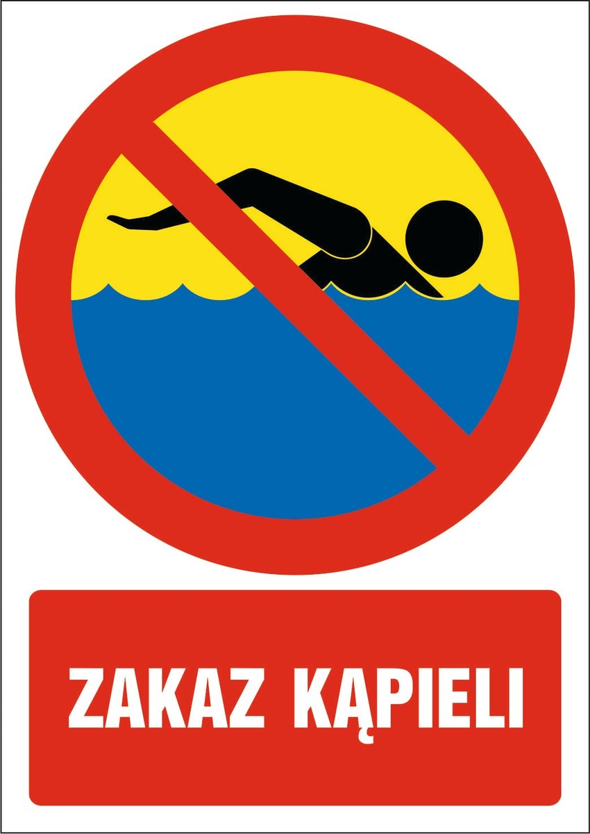 Tabliczka ZAKAZ KĄPIELI 30x42cm PCV 3mm