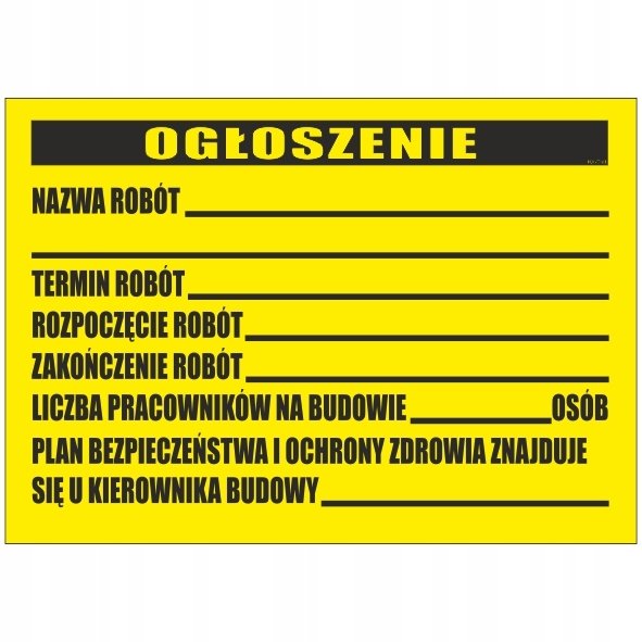 Tablica ogłoszenie BIOZ 50x65cm PCV 1mm