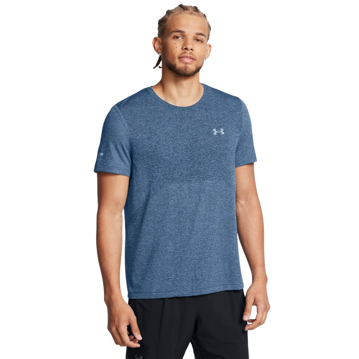Męska koszulka do biegania Under Armour UA Seamless Stride SS - niebieska - UNDER ARMOUR