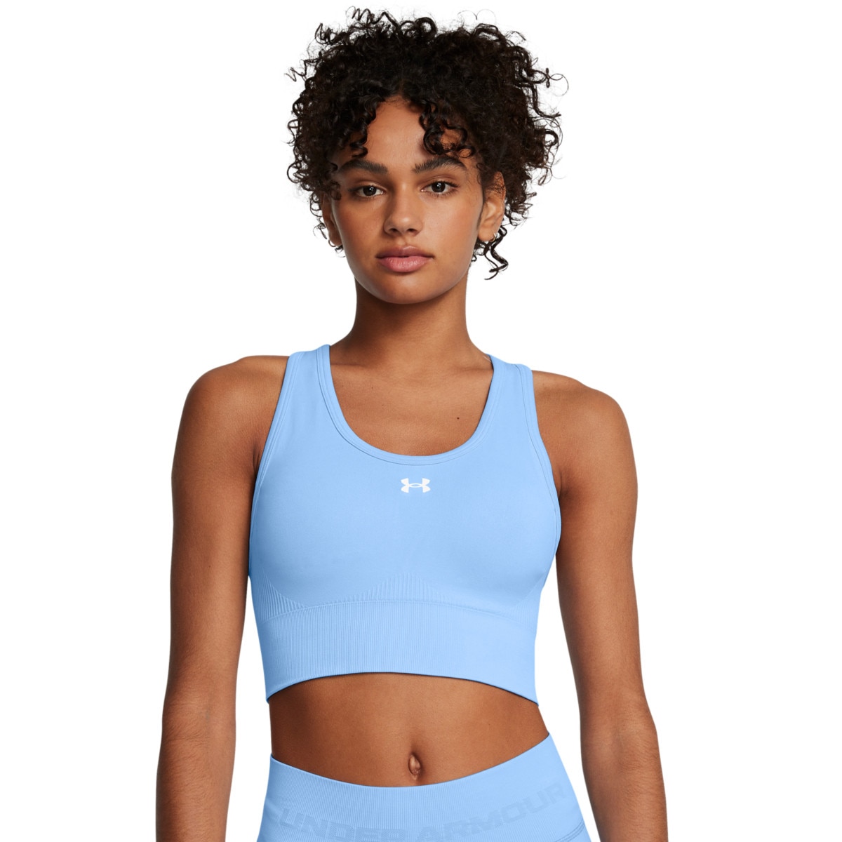 Biustonosz treningowy Under Armour Vanish Seamless Mid Bra - niebieski - UNDER ARMOUR