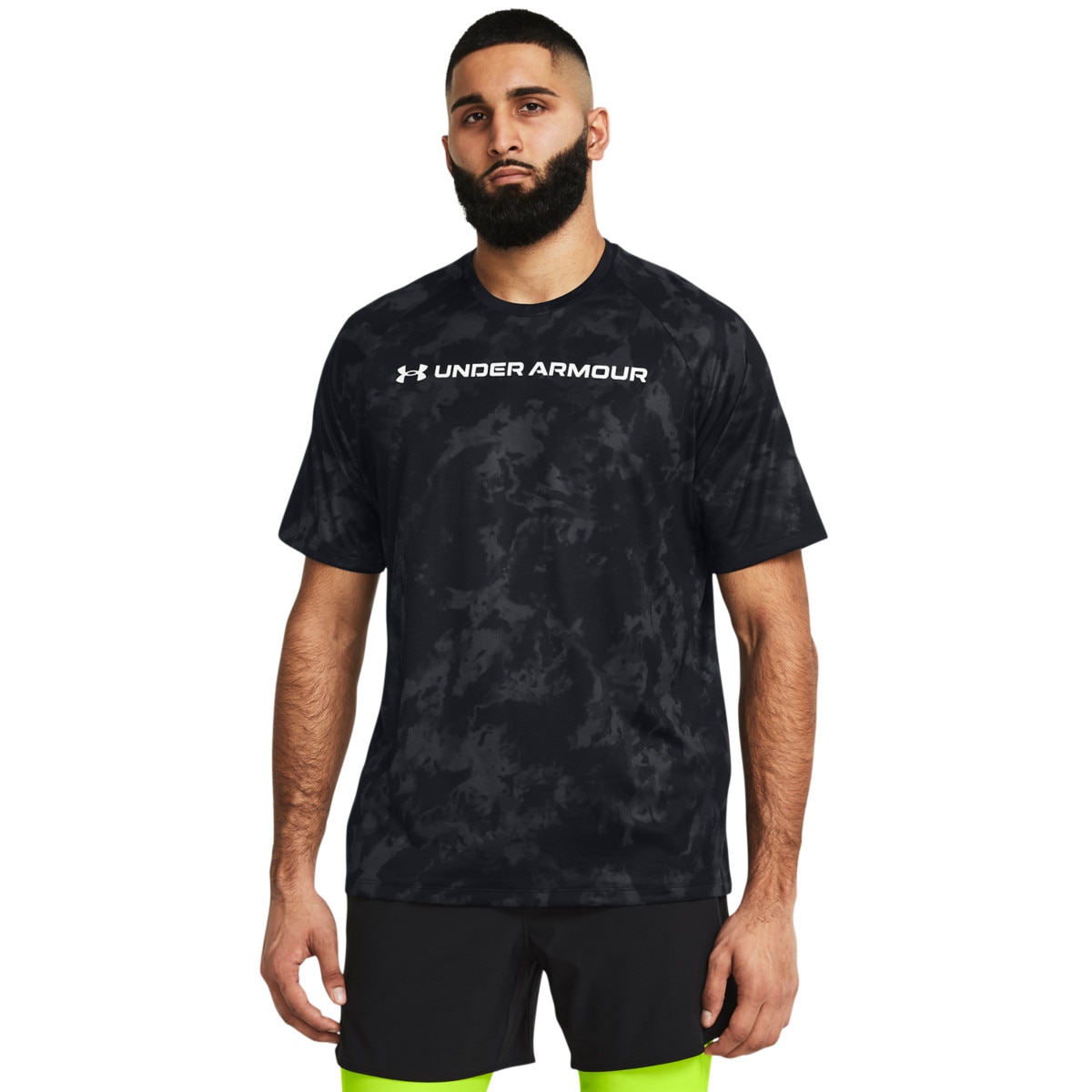 Męska koszulka treningowa Under Armour UA Tech Abc Camo Ss - czarna - UNDER ARMOUR