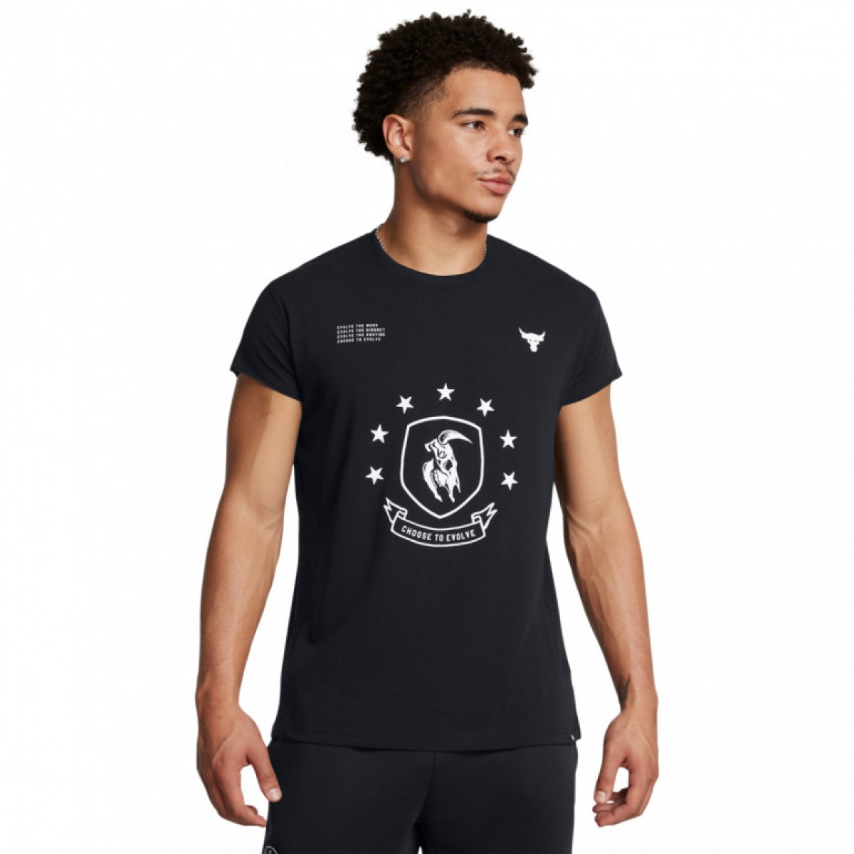 Męska koszulka treningowa Under Armour Project Rock Evolve Cap Slv T - czarna - UNDER ARMOUR