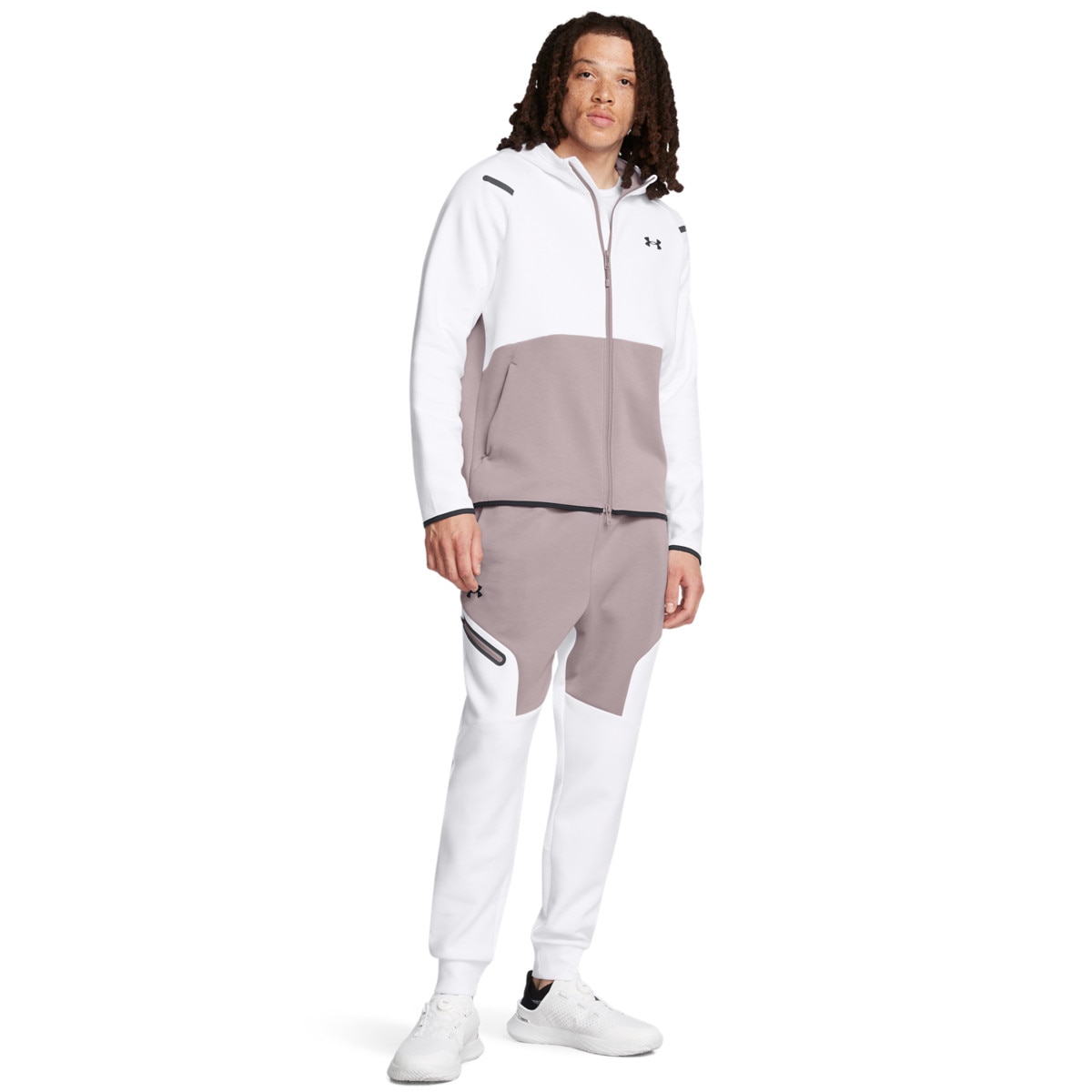 Męskie spodnie treningowe Under Armour UA Unstoppable Flc Jgr Eu - białe - UNDER ARMOUR