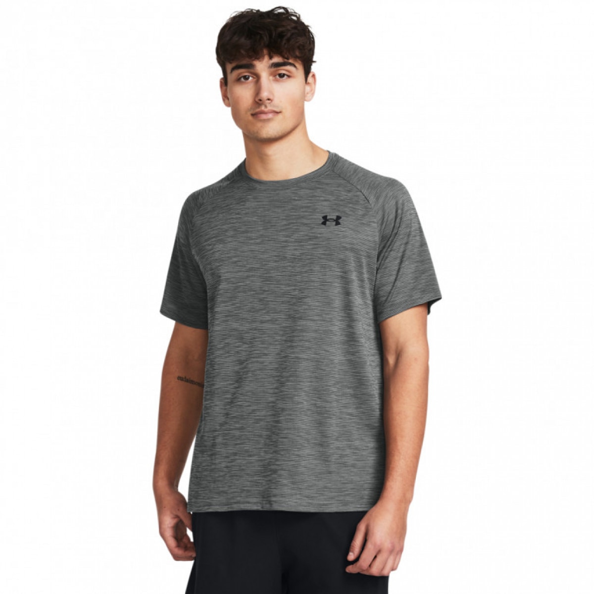 Męska koszulka treningowa Under Armour UA Tech Textured SS - szara - UNDER ARMOUR